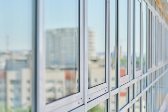 PVC Windows on Facade of Skyscraper